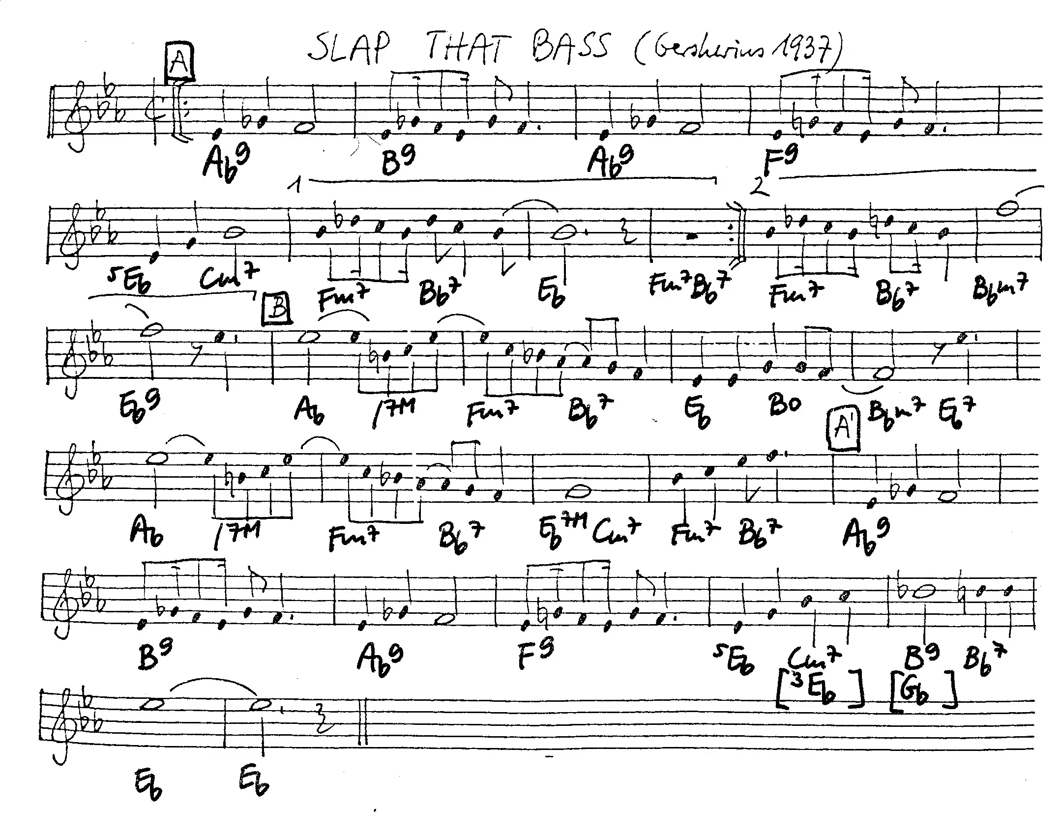 slap that bass free jazz leadsheet - Courtesy of the Jungle Jazz Band